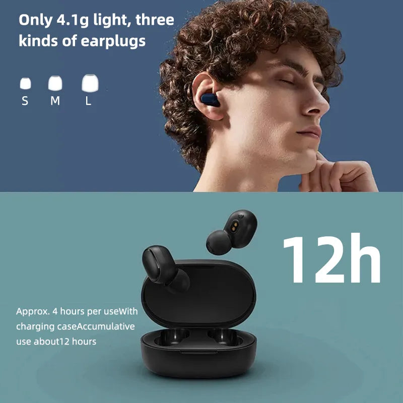 Headset sem fio com microfone Xiaomi-Redmi Airdots 2 Wireless Bluetooth, fones de ouvido
