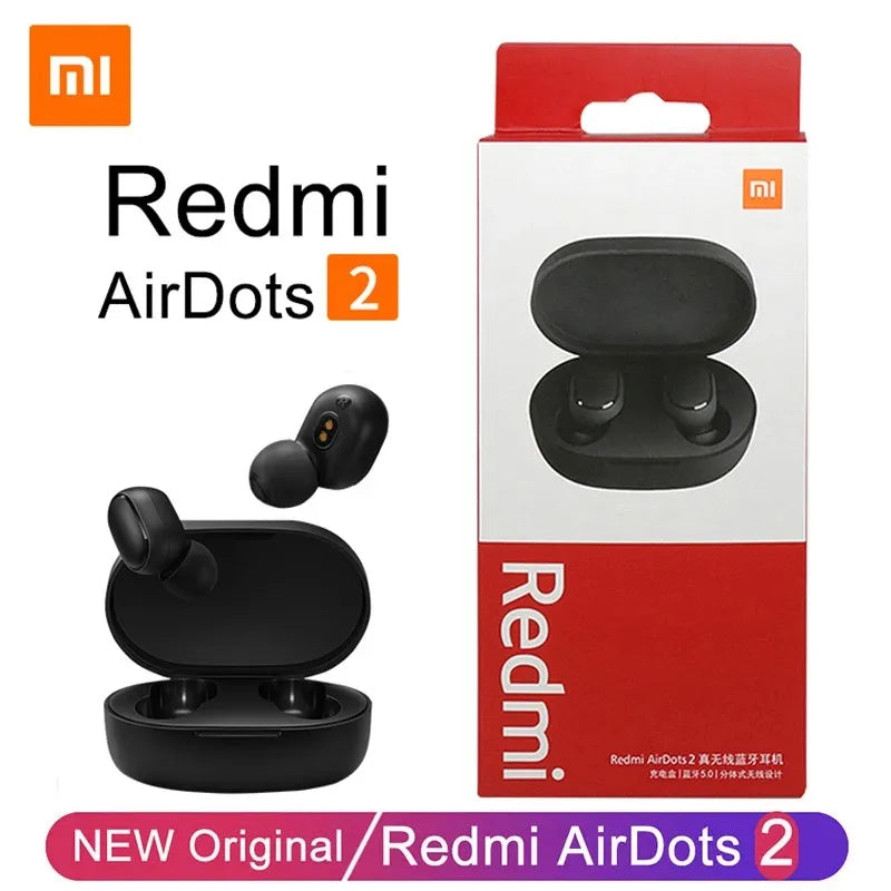Headset sem fio com microfone Xiaomi-Redmi Airdots 2 Wireless Bluetooth, fones de ouvido